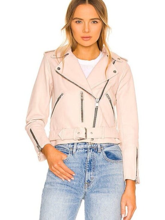 All Saints Jackets & Blazers - All Saints NWT Balfern Biker Leather Jacket in Powder Pink - Size 10